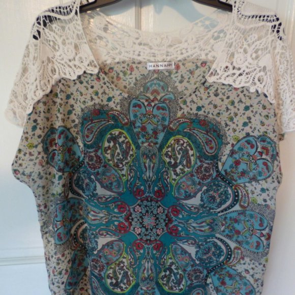 Hannah Tops - Sheer and Crochet Blouse